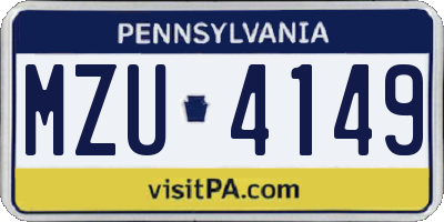 PA license plate MZU4149