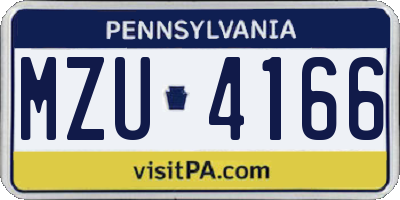 PA license plate MZU4166