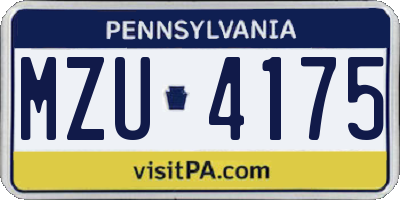 PA license plate MZU4175
