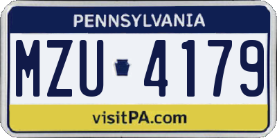 PA license plate MZU4179