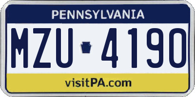 PA license plate MZU4190