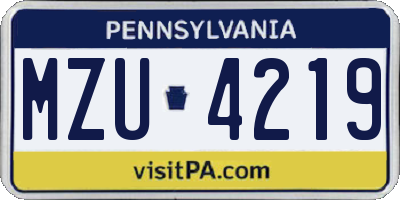 PA license plate MZU4219