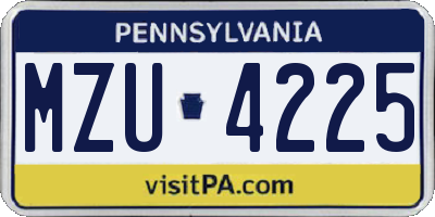 PA license plate MZU4225