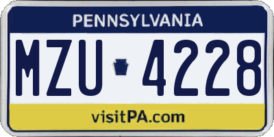 PA license plate MZU4228