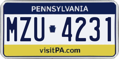 PA license plate MZU4231