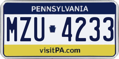 PA license plate MZU4233