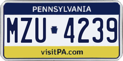 PA license plate MZU4239