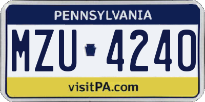 PA license plate MZU4240