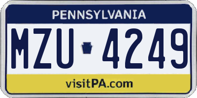 PA license plate MZU4249