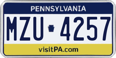 PA license plate MZU4257