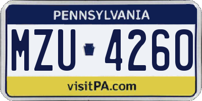 PA license plate MZU4260