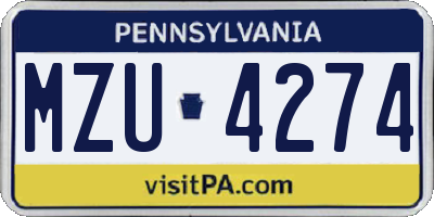 PA license plate MZU4274