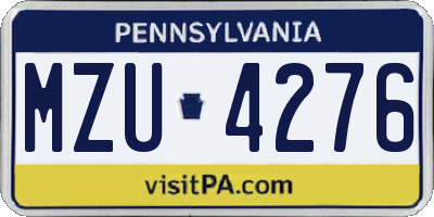 PA license plate MZU4276
