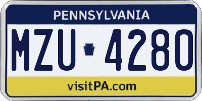 PA license plate MZU4280