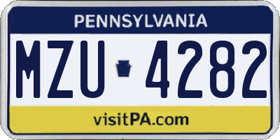 PA license plate MZU4282