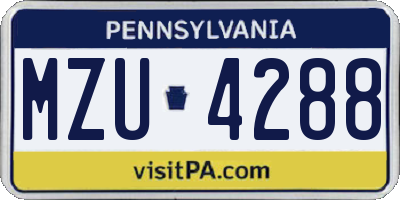 PA license plate MZU4288