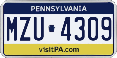 PA license plate MZU4309