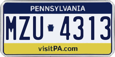 PA license plate MZU4313