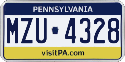 PA license plate MZU4328