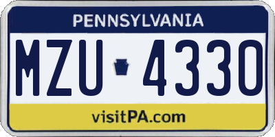 PA license plate MZU4330
