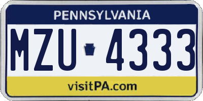 PA license plate MZU4333