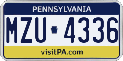 PA license plate MZU4336