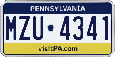 PA license plate MZU4341