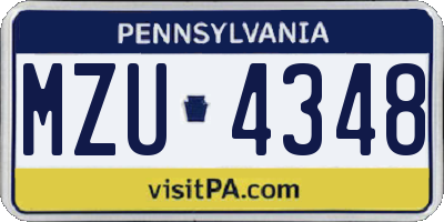 PA license plate MZU4348