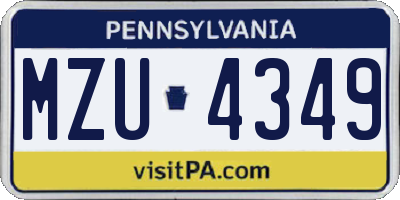 PA license plate MZU4349