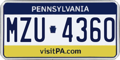 PA license plate MZU4360