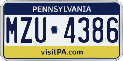 PA license plate MZU4386