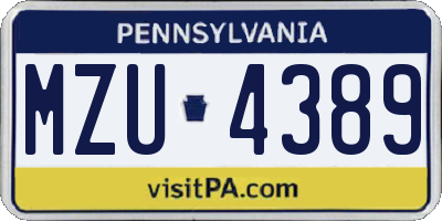 PA license plate MZU4389
