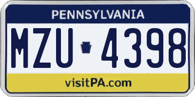 PA license plate MZU4398