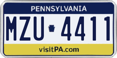 PA license plate MZU4411