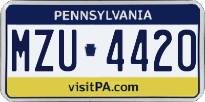 PA license plate MZU4420
