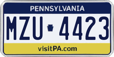 PA license plate MZU4423