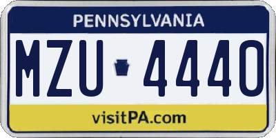 PA license plate MZU4440