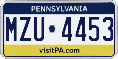 PA license plate MZU4453