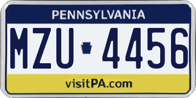 PA license plate MZU4456