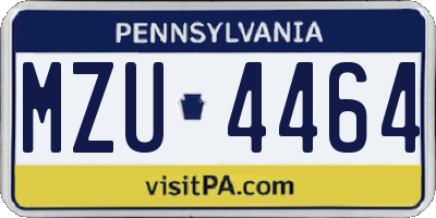 PA license plate MZU4464