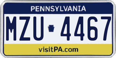 PA license plate MZU4467