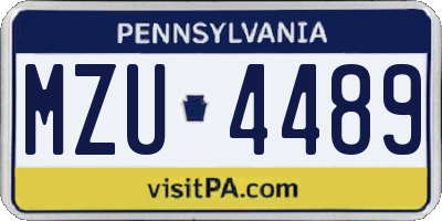 PA license plate MZU4489