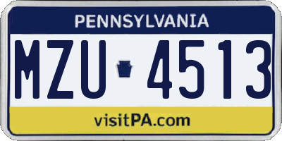 PA license plate MZU4513