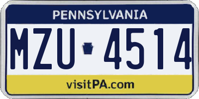 PA license plate MZU4514