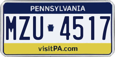 PA license plate MZU4517