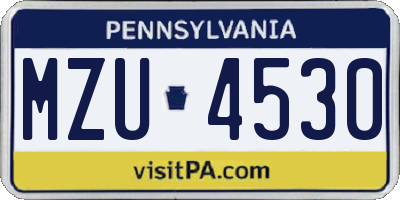 PA license plate MZU4530