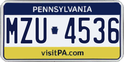 PA license plate MZU4536