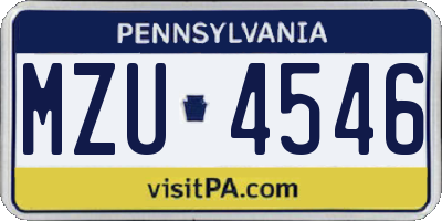 PA license plate MZU4546