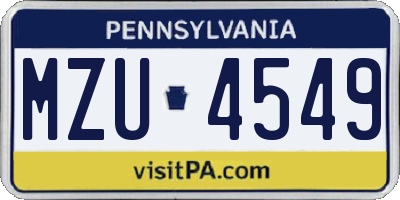 PA license plate MZU4549
