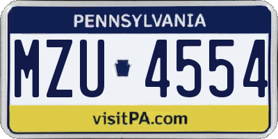PA license plate MZU4554